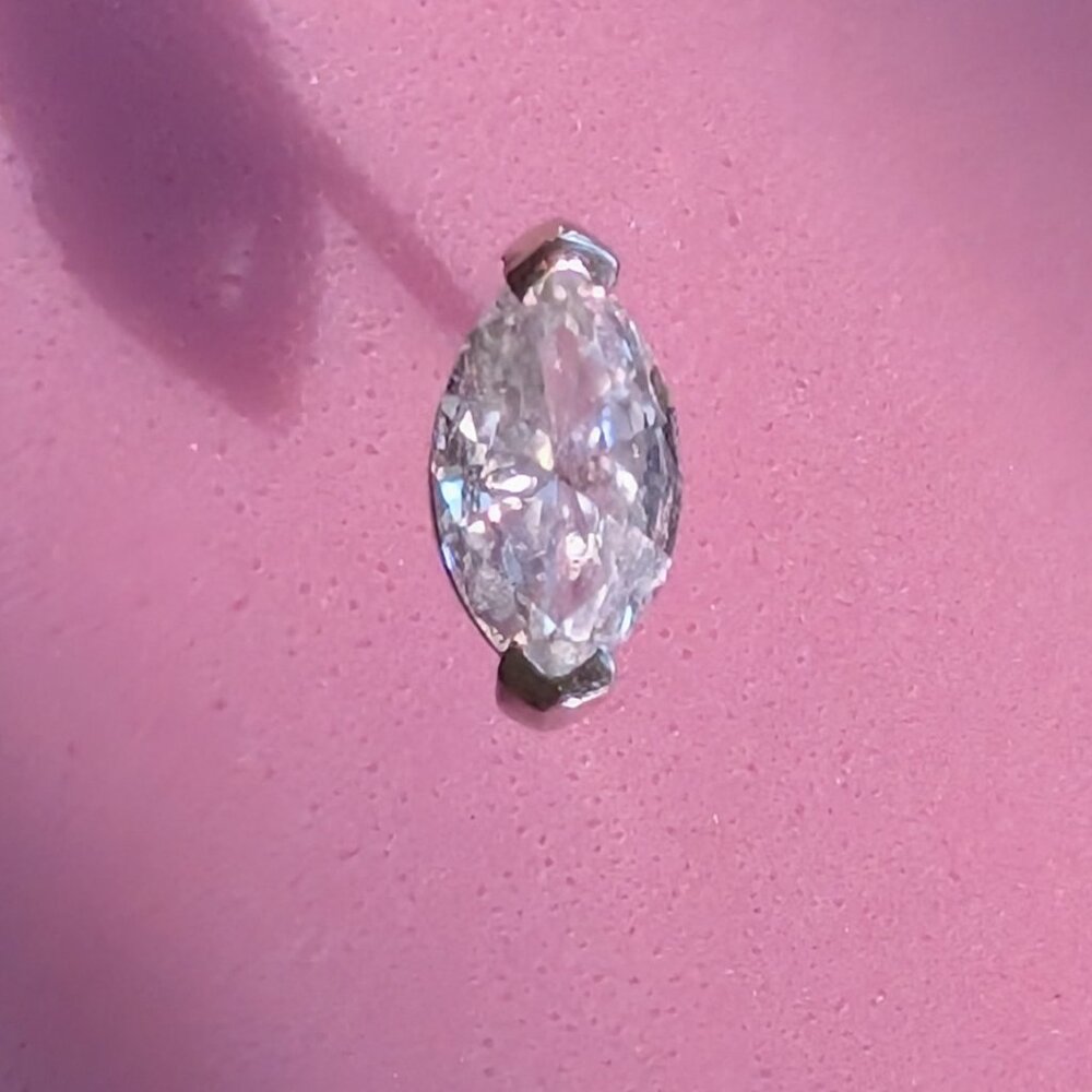Single Approx 1/2 Carat Marquise Diamond Earring Stud set in 14K White Gold - Picture 3 of 5